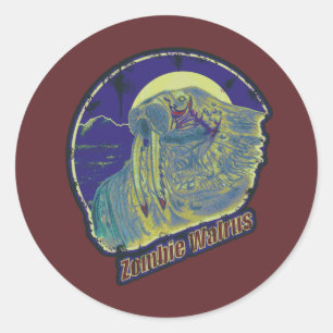 Pegatina Redonda Zombie Walrus