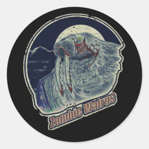 Pegatina Redonda Zombie Walrus R