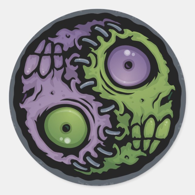 Pegatina Redonda Zombie Yin-Yang (Anverso)