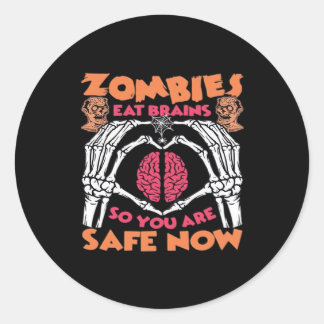 Pegatina Redonda Zombies comen cerebros clásicos