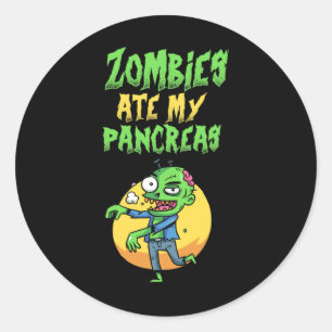 Pegatina Redonda Zombies se comieron mis Chicas de diabetes tipo 1