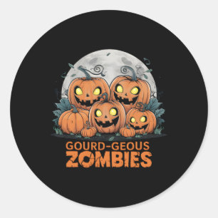 Pegatina Redonda Zombis de color gris parodias calabazas zombi dive