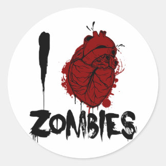Pegatina Redonda zombis sangrientos del corazón i