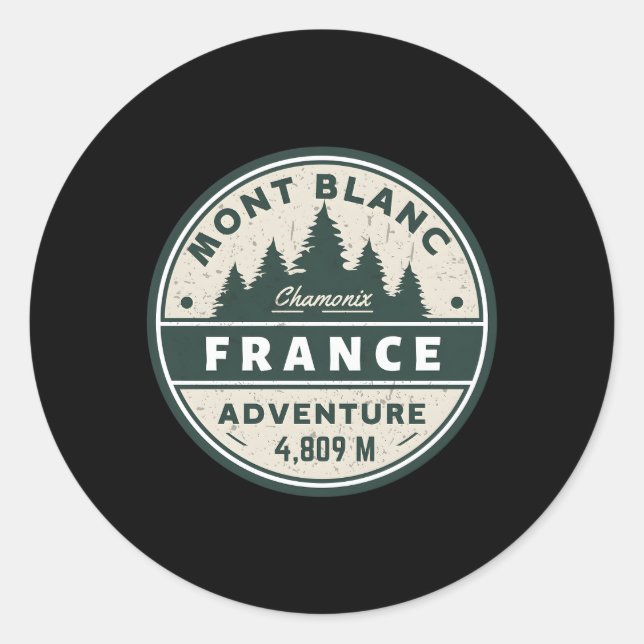 Pegatina Redonda Zona De La Estación De Chamonix Mont Blanc En Fran (Anverso)
