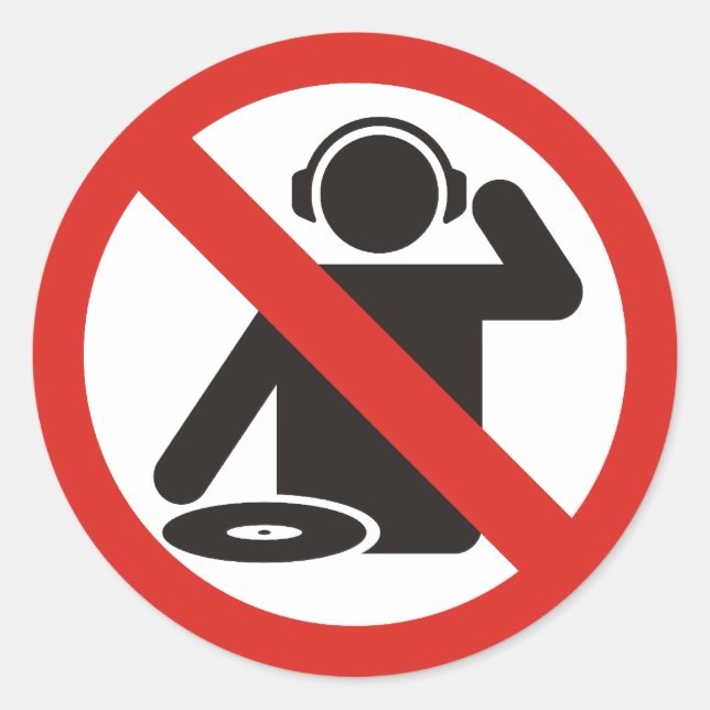 Pegatina Redonda Zona sin dj (Anverso)