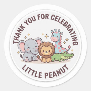 Pegatina Redonda Zoológico Animal Adorable Kawaii Niños Salvaje Saf