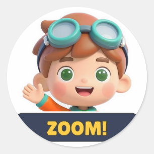 Pegatina Redonda ¡Zoom! Goggles Boy Sticker - Vinilo Recortado