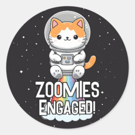 Pegatina Redonda Zoomías involucradas - Gato espacial