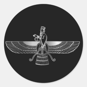 Pegatina Redonda Zoroastrianismo Faravahar