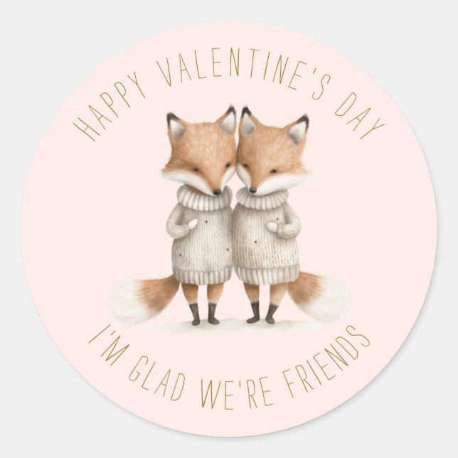 Pegatina Redonda Zorritos Lindos Día de San Valentín (Anverso)