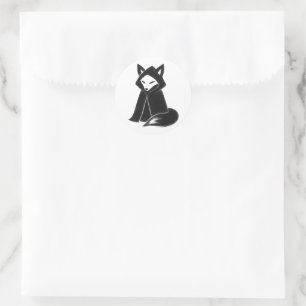 Pegatina Redonda Zorro con capa – Animal Misterioso en