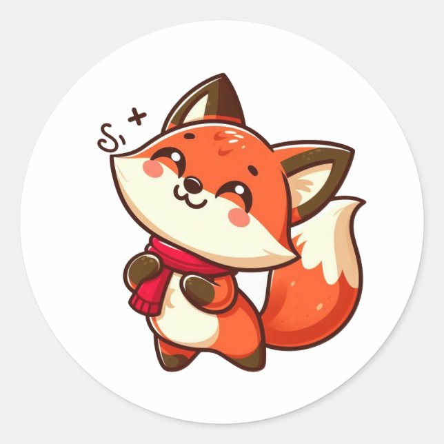 Pegatina Redonda zorro de bebé (Anverso)