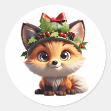 Zorro de Navidad Adorable con Sombrero de Bayas de