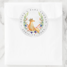 Pegatina Redonda Zorro del Bosque | Favor de Baby Shower del Bosque