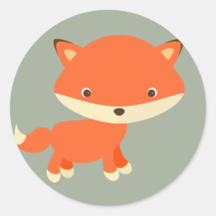 Pegatina Redonda Zorro rojo adorable