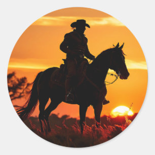 Pegatina Redonda ZOYNK Cowboy Sunset 0023384