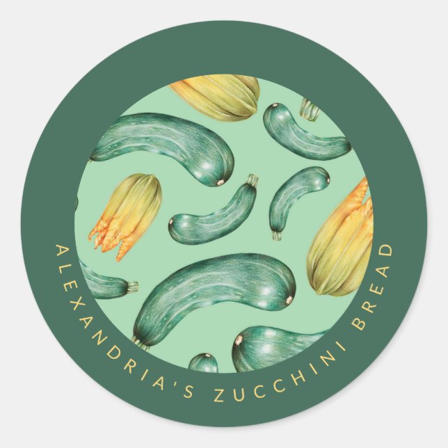 Pegatina Redonda Zucchini | Tu Pan Zucchini Personalizado (Anverso)