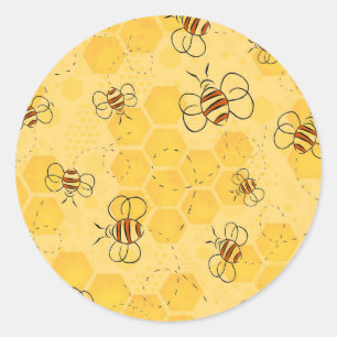 Pegatina Redonda Zumbido de abeja Abejas miel Lindas 