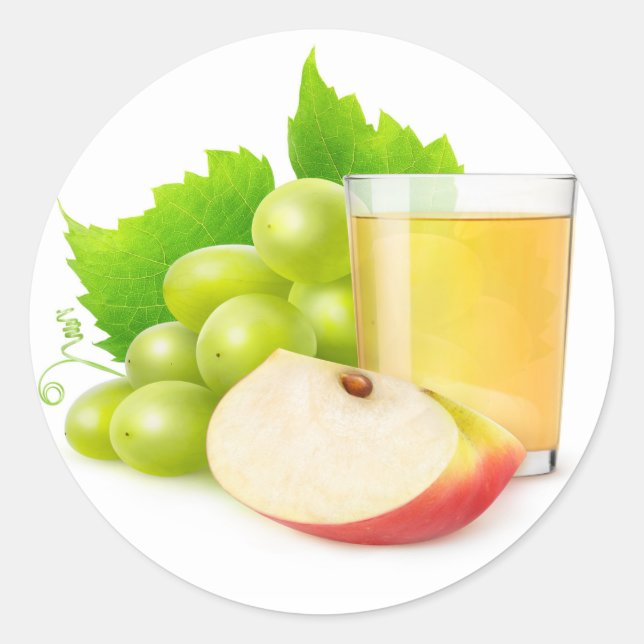 Pegatina Redonda Zumo de uva y manzana (Anverso)