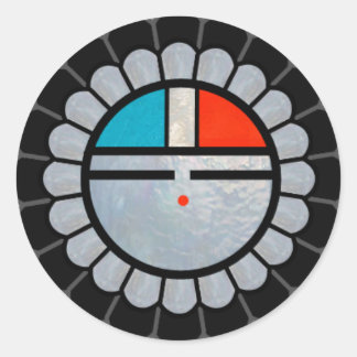 Pegatina Redonda Zuni Sun Face