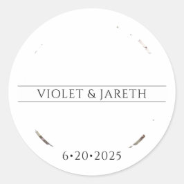 Pegatina redondeado clásico Boda encantado