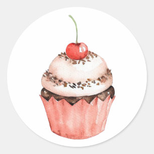 Pegatina redondeado clásico Cupcake