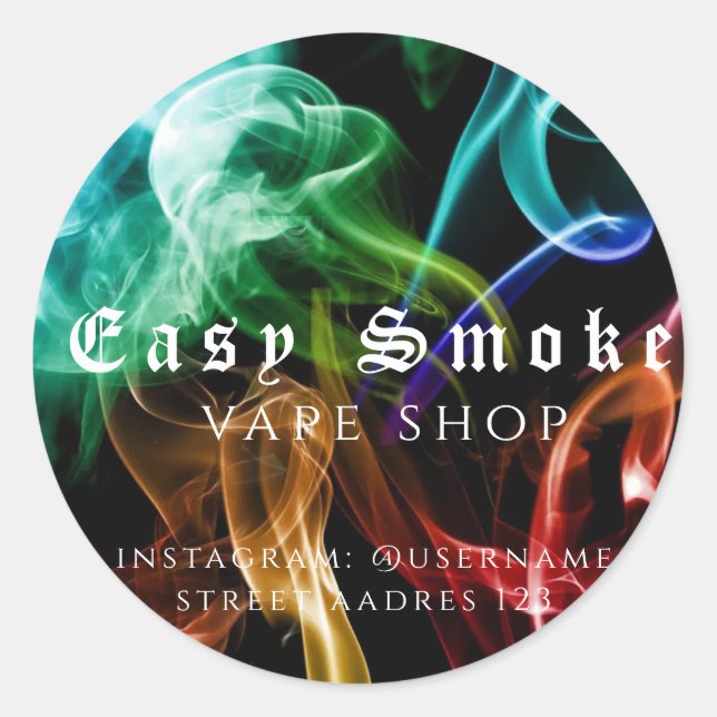 Pegatina redondeado clásico de la tienda de Vape c (Anverso)