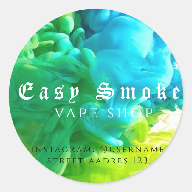Pegatina redondeado clásico de la tienda de Vape c (Anverso)