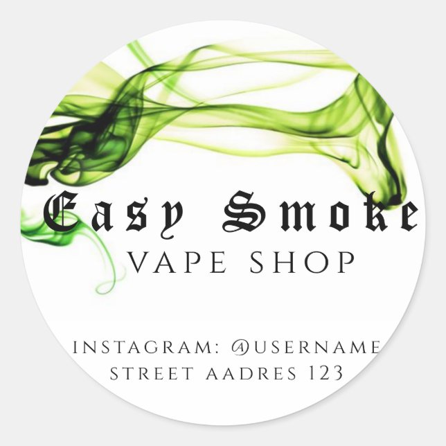 Pegatina redondeado clásico de la tienda de Vape c (Anverso)