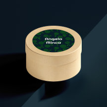 Pegatina redondeado con nombre de cítricos verde y