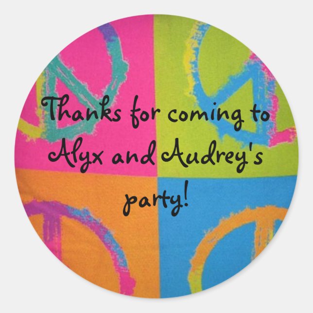 pegatina redondeado de signo de paz (Anverso)