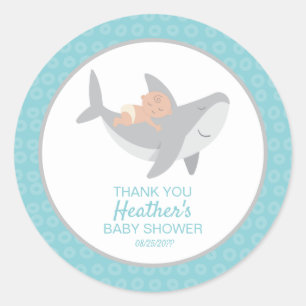 Pegatina redondeado dulce Baby Shower Classic de S