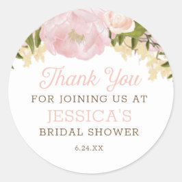 Pegatina redondeado floral rosa