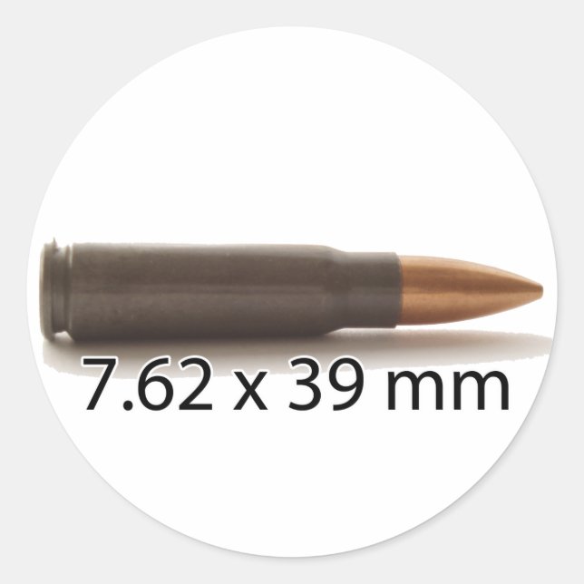 Pegatina redondo AK47 Ammo de 7,62 x 39 mm (Anverso)