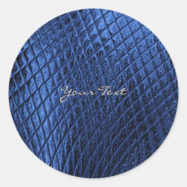 Pegatina redondo azul de estilo clásico moderno (Anverso)