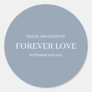 Pegatina redondo azul simple Boda clásico