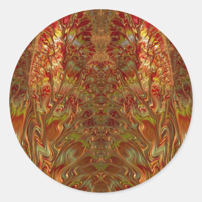 Pegatina redondo brillante rojo y amarillo ~ clási (Anverso)