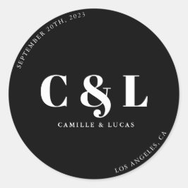 Pegatina redondo clásico boda elegante y de moda