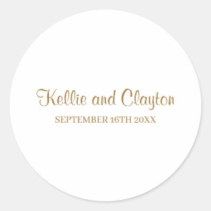 Pegatina redondo clásico Boda simple negro