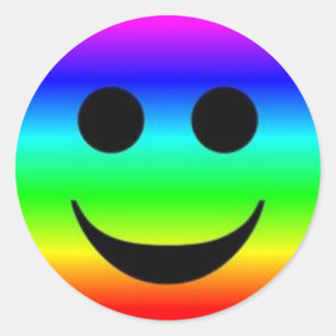 Pegatina redondo clásico/cara arcoiris