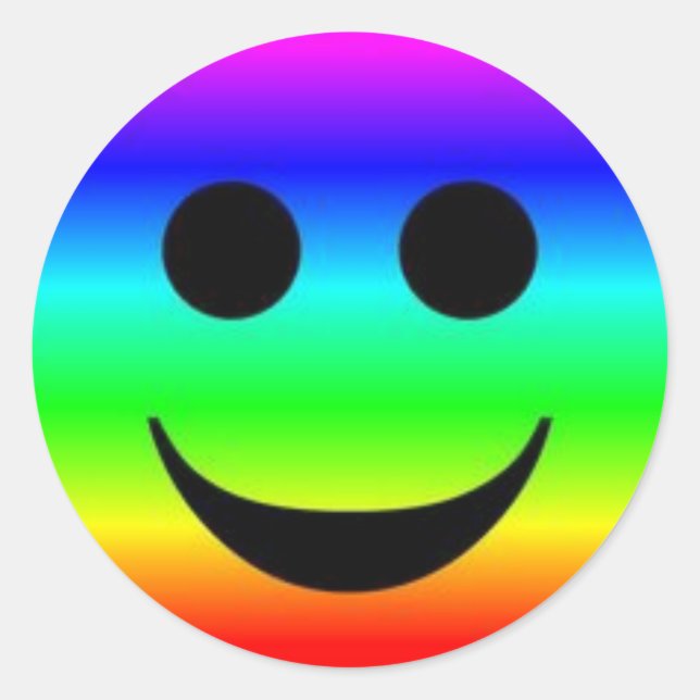 Pegatina redondo clásico/cara arcoiris (Anverso)
