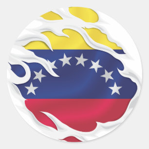Pegatina redondo clásico con bandera arrancada de 