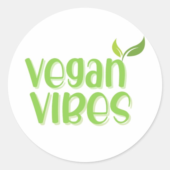 Pegatina redondo clásico con el logotipo Vegan Vib (Anverso)