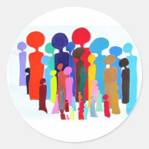 Pegatina redondo clásico con gente colorida