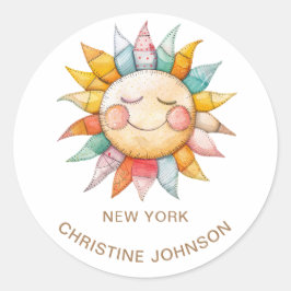 Pegatina redondo clásico con logotipo Sun