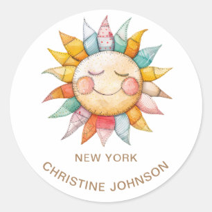 Pegatina redondo clásico con logotipo Sun