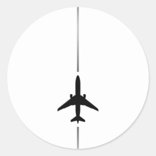 Pegatina redondo clásico de aviación minimalista