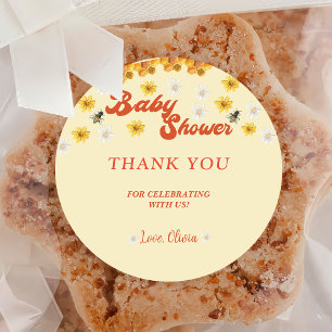 Pegatina redondo clásico de Baby Shower