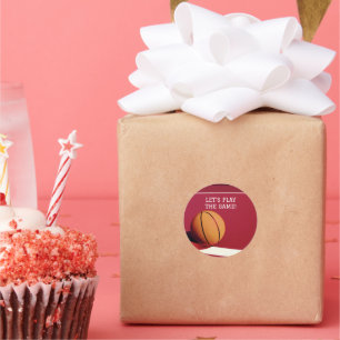 Pegatina redondo clásico de baloncesto de Naranja 