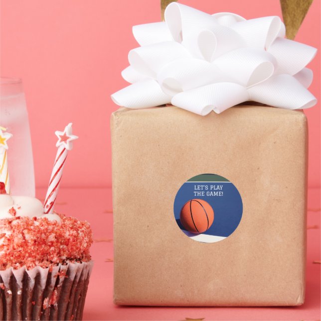 pegatina redondo clásico de baloncesto naranja (Fiesta)